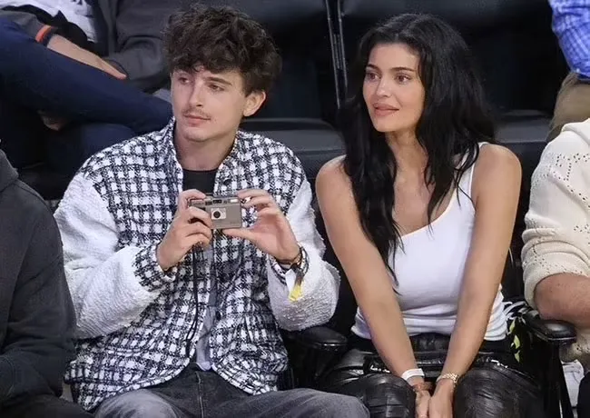 Timothée Chalamet and Kylie Jenner at NBA Playoffs 2025 in LA