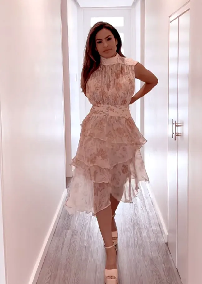 Eva Mendes floral dress Instagram post
