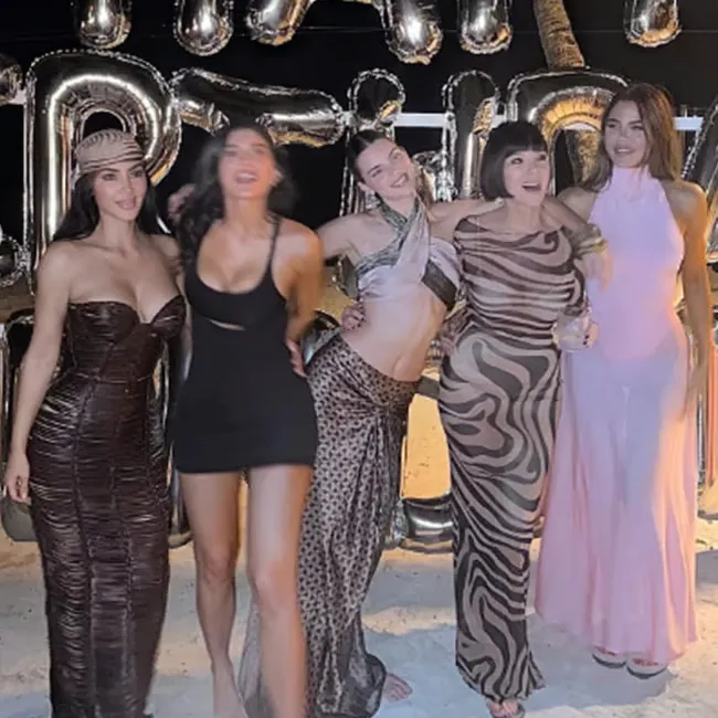"Kardashian family group photo celebrating Kendall Jenner's birthday"