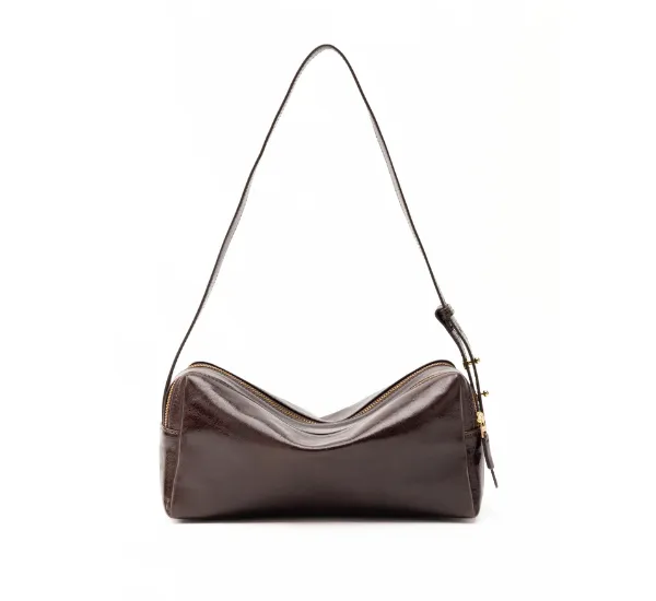 Elleme Vintage Leather Trousse in chestnut color