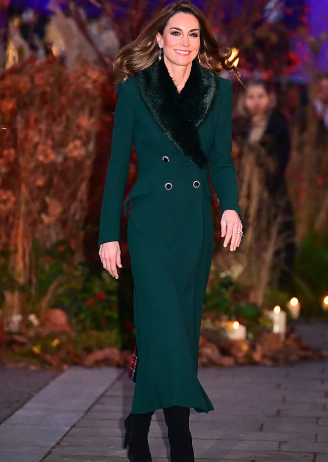 Kate Middleton Together at Christmas carol service 2025 green coat