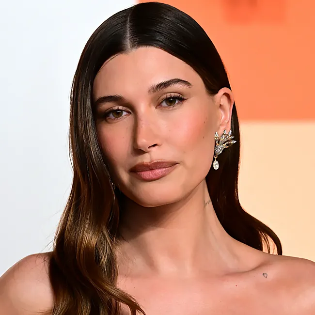 Hailey Bieber arrives at the Vanity Fair Oscar Party.