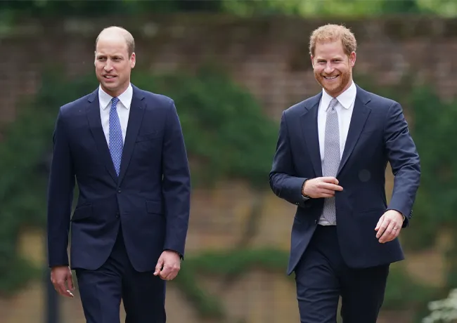 Prince Harry and Prince William unveiling Princess Diana statue