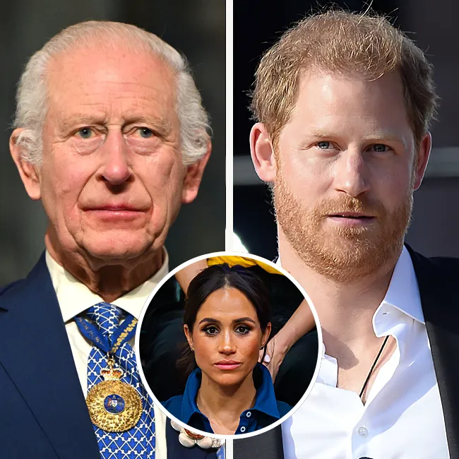 King Charles with Meghan Markle and Prince Harry together.