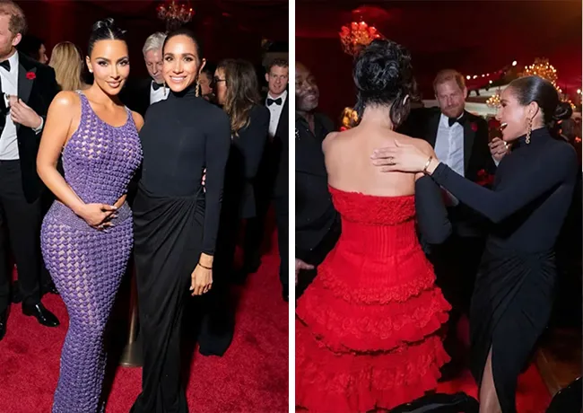 Kris Jenner and Kim Kardashian with Prince Harry and Meghan Markle