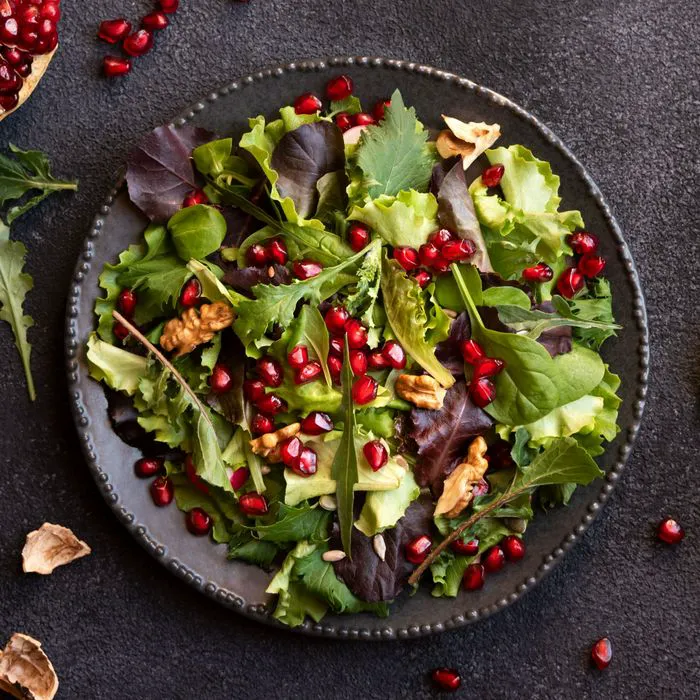 Fresh leafy green salad with vibrant vegetables