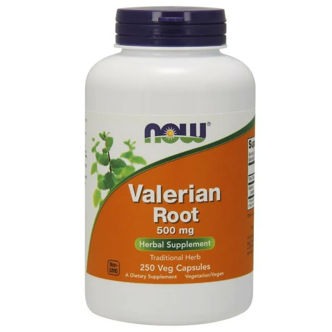 Valerian root capsules on a white background.