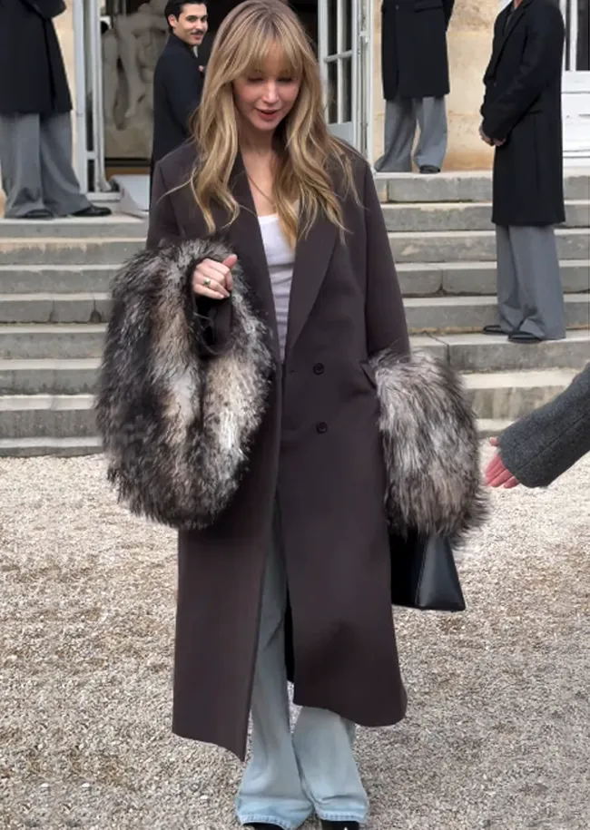 Jennifer Lawrence puddle jeans Dior Haute Couture show Jan 2026