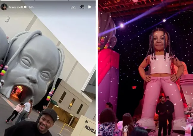 Travis Scott Instagram Story Stormi and Aire birthday party
