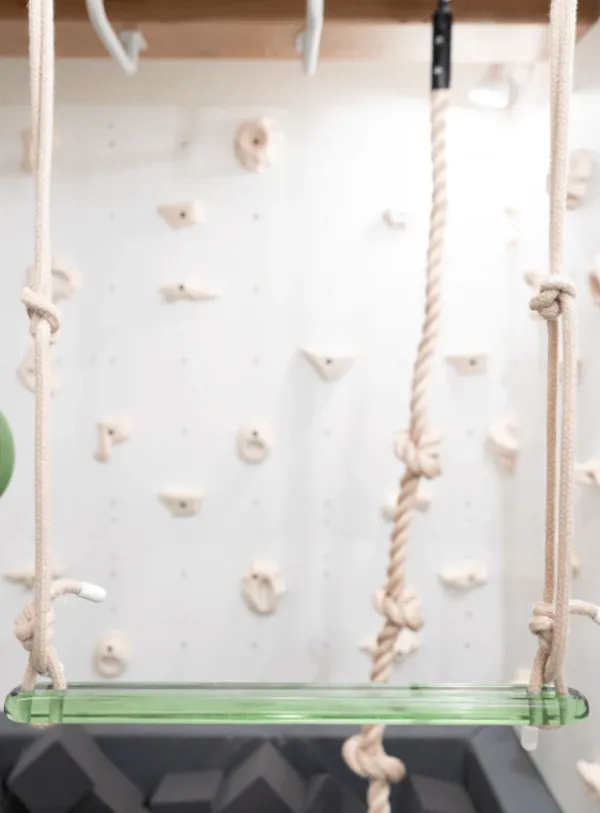Acrylic trapeze for smart playrooms, colorful design.