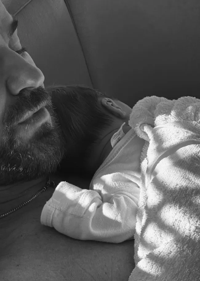 Justin Theroux with baby