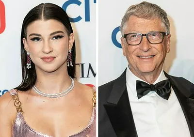 Phoebe Gates posing with Bill Gates, showcasing family bond.
