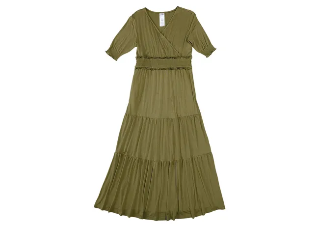 "Colorful Serra Maxi Dress displayed on a hanger"