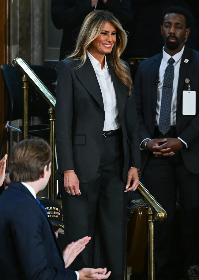First Lady Melania Trump arrives in the House chamber