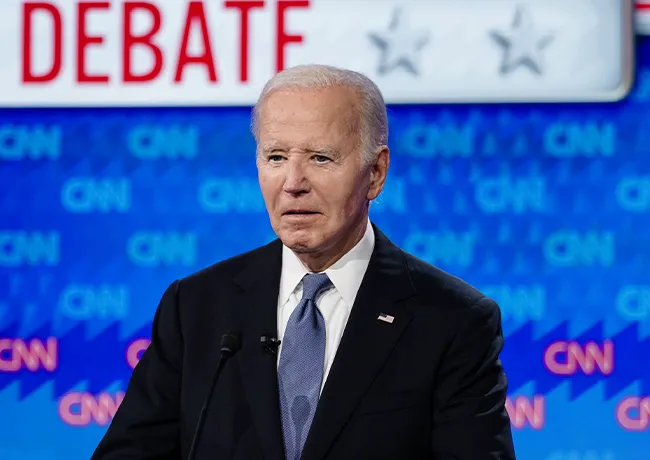 "Joe Biden during the 2024 debate against Donald Trump"