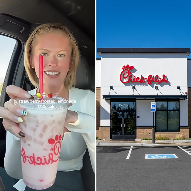 Weight loss influencer enjoying Chick-fil-A, balancing indulgence and health.