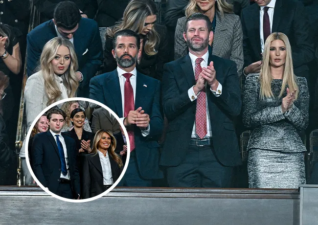 Tiffany Trump Donald Trump Jr Eric Trump Ivanka Trump with Melania Trump and Barron Trump