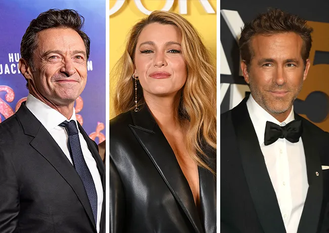 Hugh Jackman and Blake Lively and Ryan Reynolds