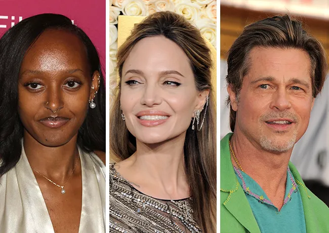 Zahara Jolie-Pitt with parents Angelina Jolie and Brad Pitt.