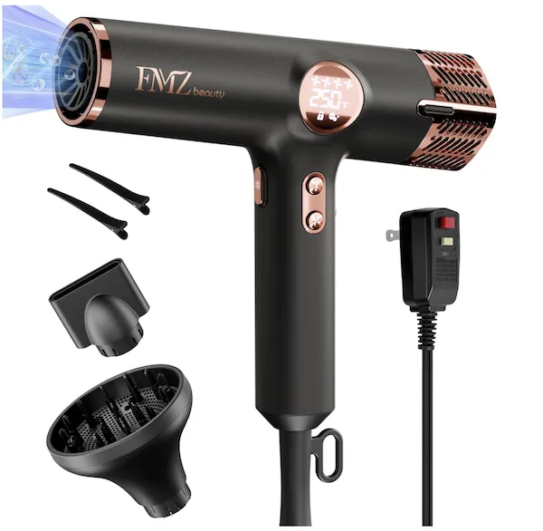 Professional ionic hair blow dryer for smooth styling.