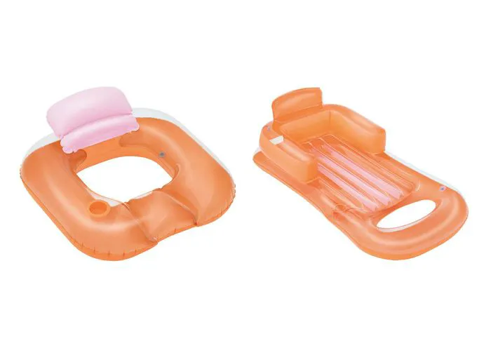 Colorful pool floats and loungers for summer relaxation.