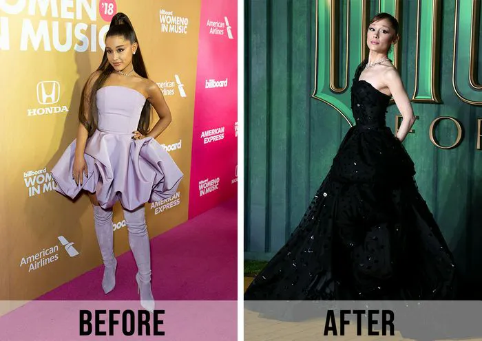 Ariana Grande's stunning before-and-after transformation.
