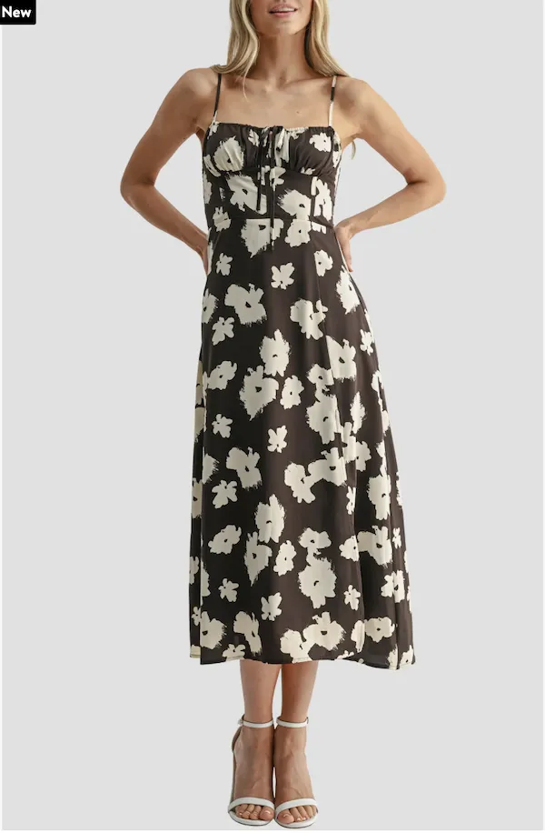 "All in Favor Floral Spaghetti Strap Midi Dress"