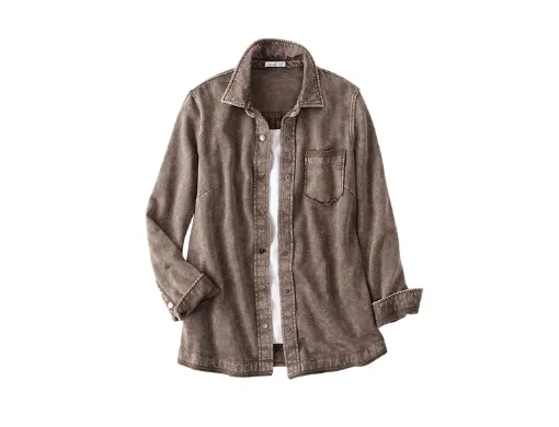 "Colorwash Fleece Button Front Shirt for cozy wear"