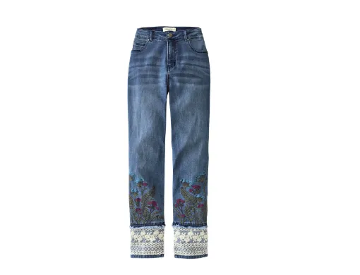 "Ferns Lace Embroidered Ankle Jeans"