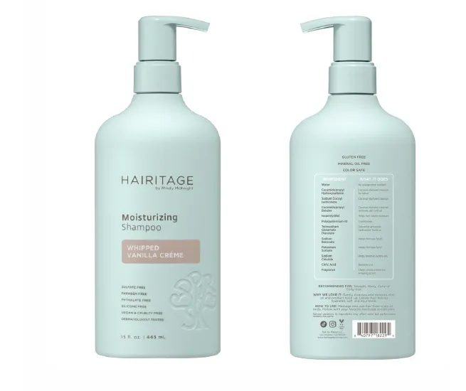 Hairitage Moisturizing Shampoo for hydration and softness.