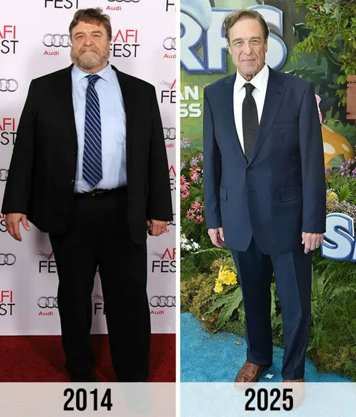"Before and after weight loss comparison of John Goodman"