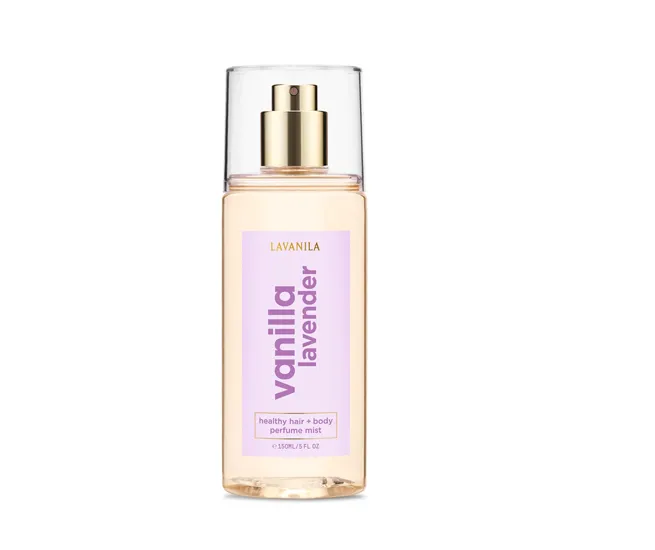 Lavanila Vanilla Lavender Hair and Body Mist for soothing fragrance.