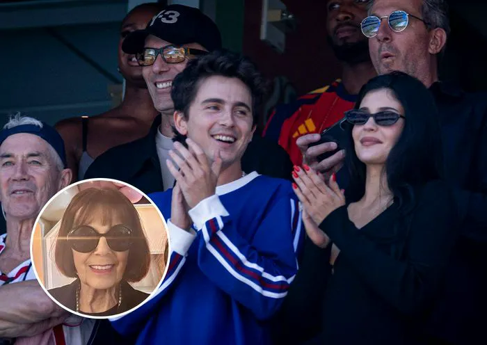"Mary Jo Campbell with Timothée Chalamet and Kylie Jenner at the 2026 World Cup Final"