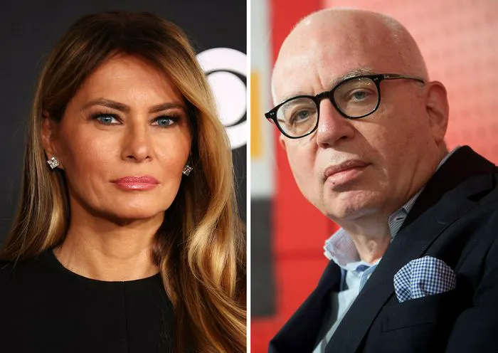 "Melania Trump at a press event"