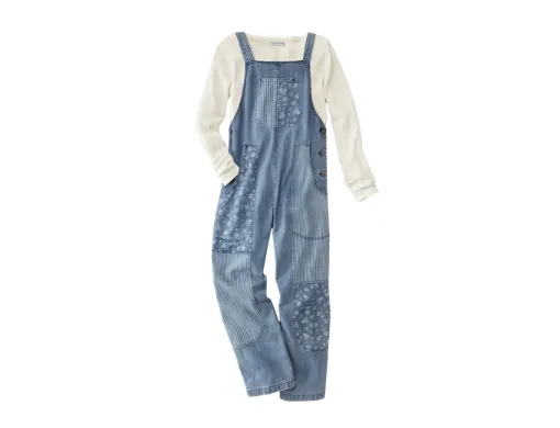 "Mix Print Denim Overalls for casual outings"