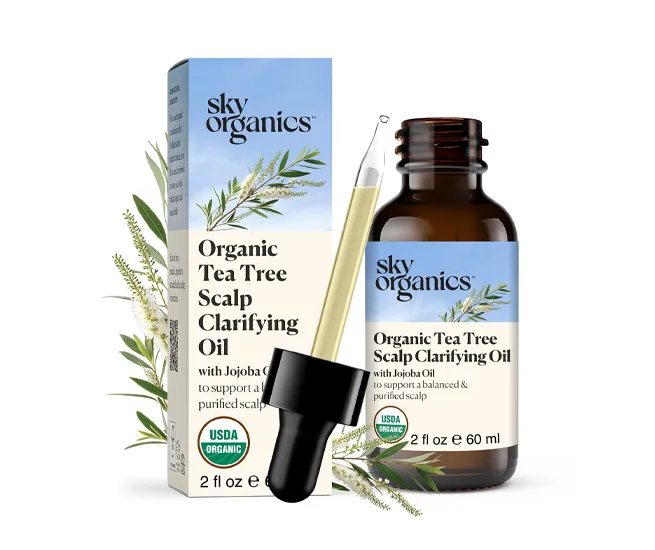 Organic Tea Tree Scalp Clarifying Oil for a clean, refreshed scalp.