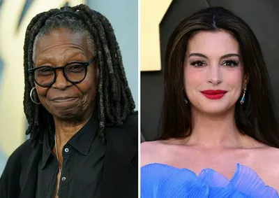Whoopi Goldberg and Anne Hathaway at a beauty event.