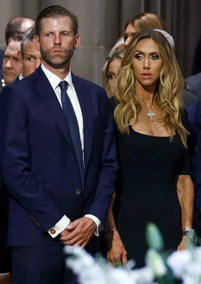 "Eric Trump and Lara Trump at Lindsey Graham's funeral"