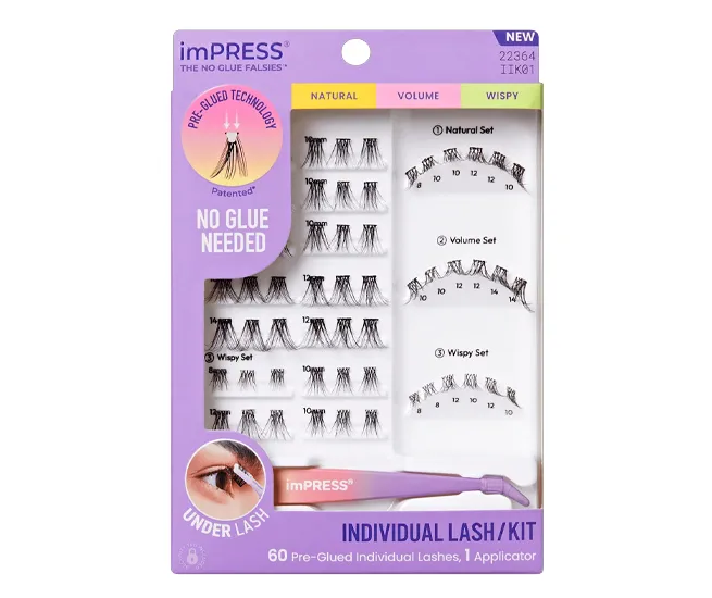 imPRESS individual lashes for customizable eye looks.