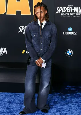 "Jaden Smith at Spider-Man Premiere in denim outfit"