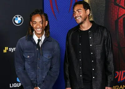 "Jaden Smith with his brother Trey at Spider-Man Premiere"