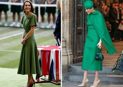 Kate Middleton olive green dress vs Meghan Markle green dress