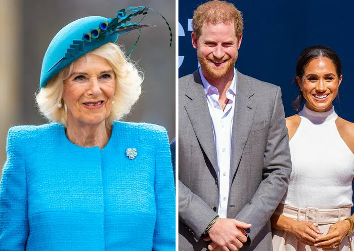Queen Camilla with Prince Harry and Meghan Markle
