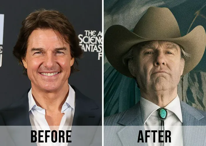 Tom Cruise transformation comparison in "Digger" film
