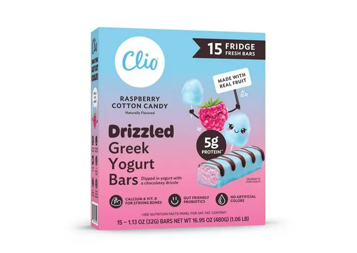 "Clio Greek Yogurt Raspberry Cotton Candy Bars"
