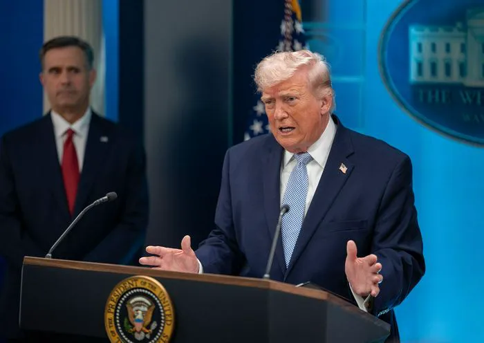 Donald Trump speaking about Iran