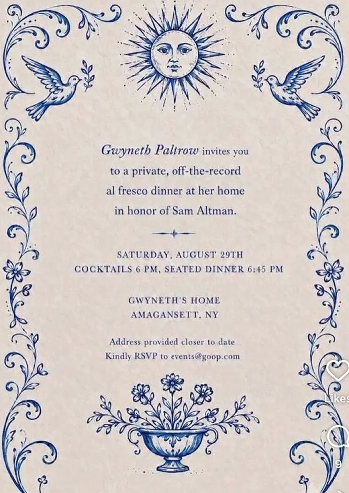 gwyneth paltrow invitation