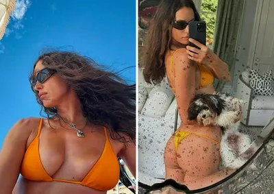 Irina Shayk orange bikini pictures Instagram