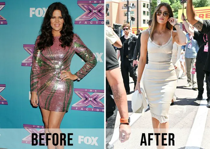 "Before and after weight loss transformation of Khloe Kardashian"