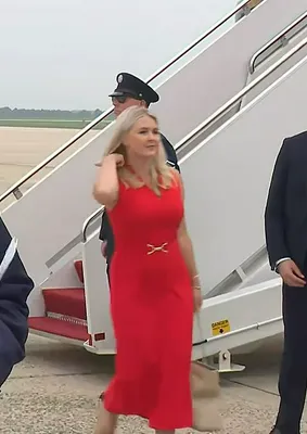Karoline Leavitt in a red dress